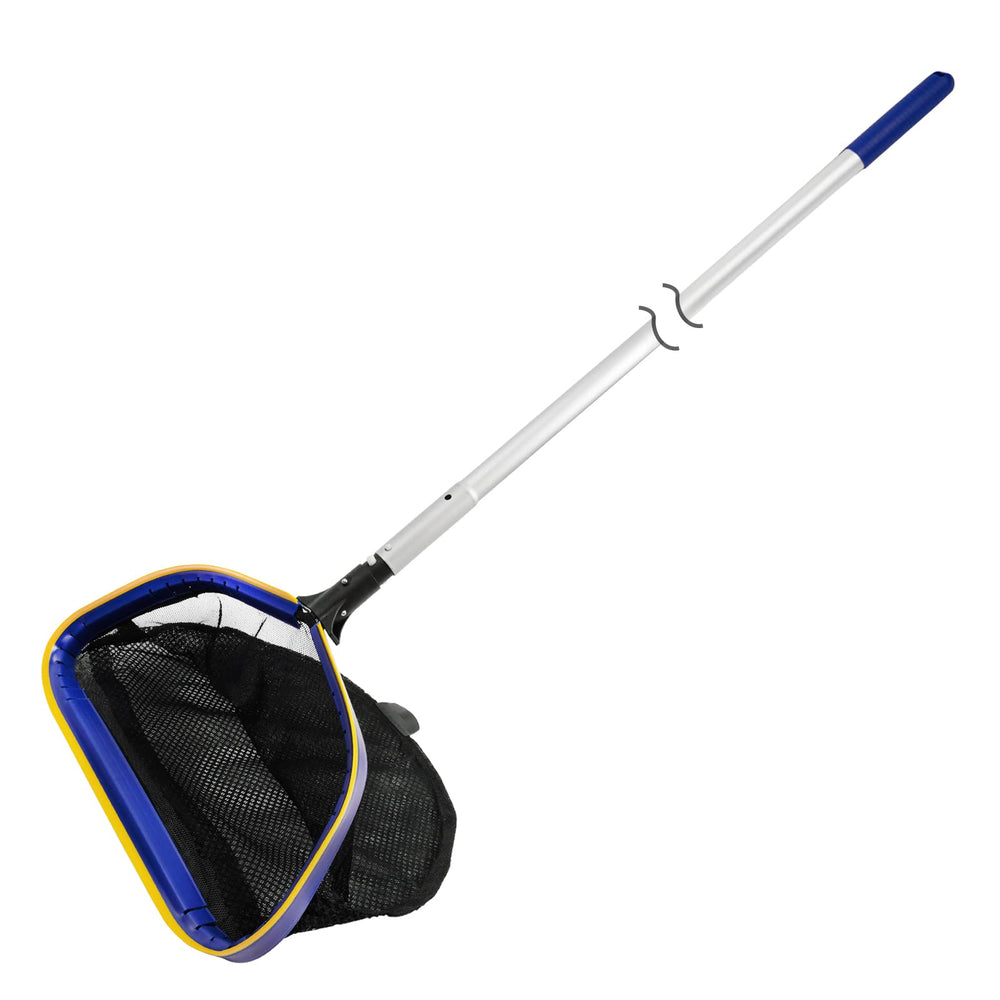 Poolvio Deep Skimmer Net with adjustable pole in bluish green