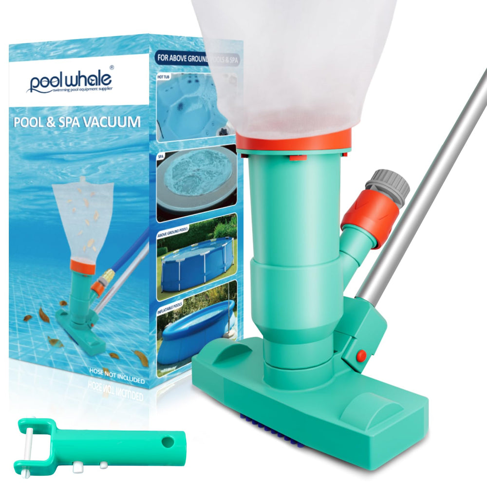 POOLWHALE Underwater Vacuum Cleaner front view with pole