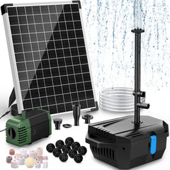 POPOSOAP 20W Solar Pond Filter Kit with fountain pump components