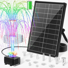 POPOSOAP 8W Solar Fountain Pump with LED lights and nozzles