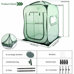 porayhut Pop Up Greenhouse Tent side view with screen windows