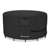 Porch Shield 62-inch round patio table cover black front view