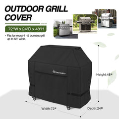 Porch Shield BBQ Grill Cover side view showing dimensions