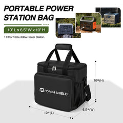 Porch Shield Power Station Bag side view showing dimensions