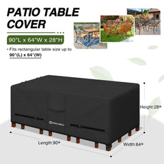 Porch Shield Rectangular Patio Table Cover, Black, side view