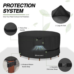 Porch Shield Round Patio Table Cover 96 inch waterproof material close-up
