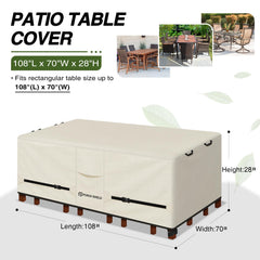 Porch Shield Waterproof Rectangular Patio Table Cover beige side view