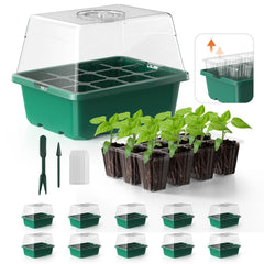POROLIR Seed Starter Tray Kit green model front view with 12 cells