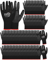 Potchen Gardening Work Gloves bulk pack, black rubber coated gloves