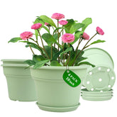 Pottiffe 10 inch green planter front view with saucer