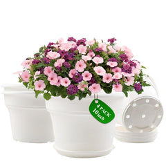 Pottiffe 10 inch white planter front view with saucer