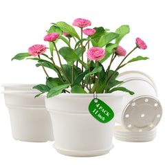 Pottiffe 11 inch white plant pot front view