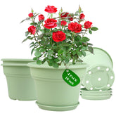 Pottiffe 16 inch green planter front view with drainage holes