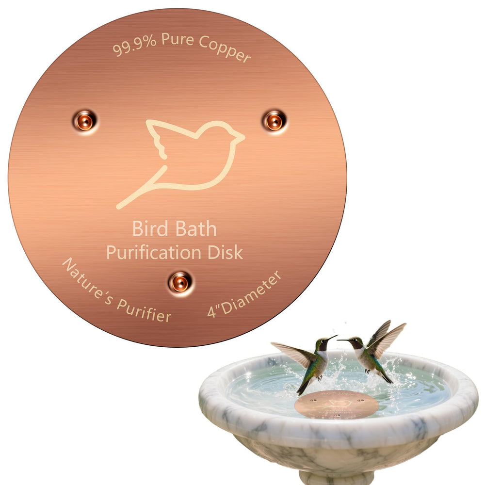 POUMEE Bird Bath Copper Disk front view, measuring 13.7 cm
