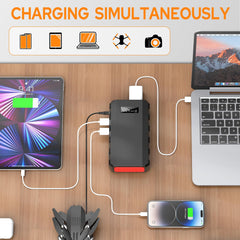 powkey Portable Power Station LED display showing battery level