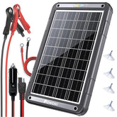 POWOXI 12W Solar Battery Charger front view with LED indicators