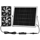 pqins 5.5'' Solar Greenhouse Fan front view with solar panel