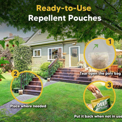 PRBSOQ Deer Repellent granules in a garden setting