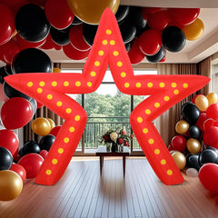 Preboun 10ft inflatable star arch at night with lights