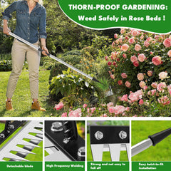 PREMJIN Iron Weeding Rake being used in a garden