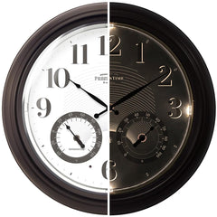Presentime 18 Inch Illuminated Outdoor Clock front view with warm white lights