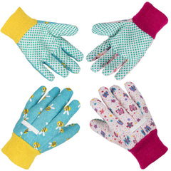 PROMEDIX P Kids Garden Gloves front view in blue and pink
