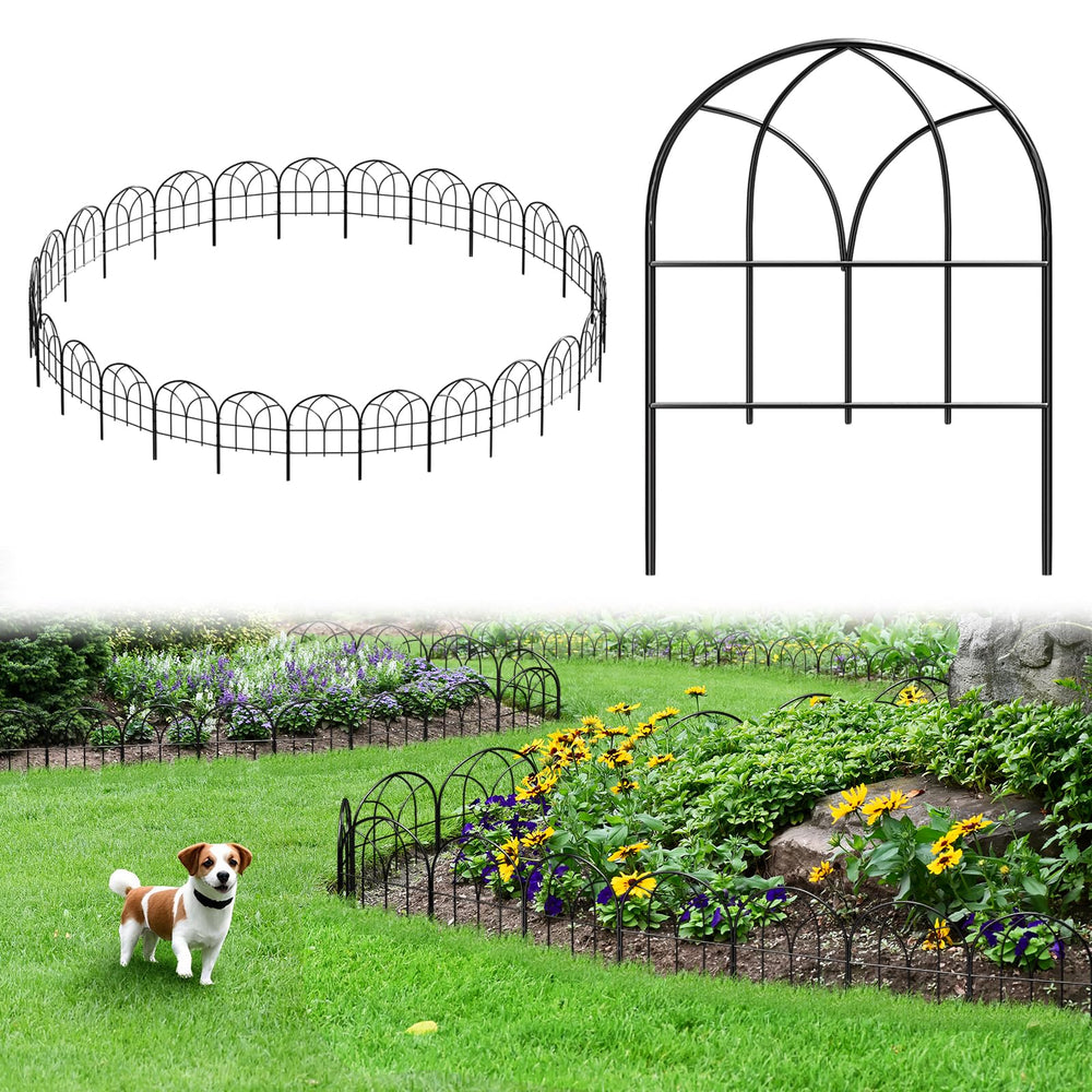 promitop Decorative Garden Fence, 27.3 ft, 26 panels, black colour, front view