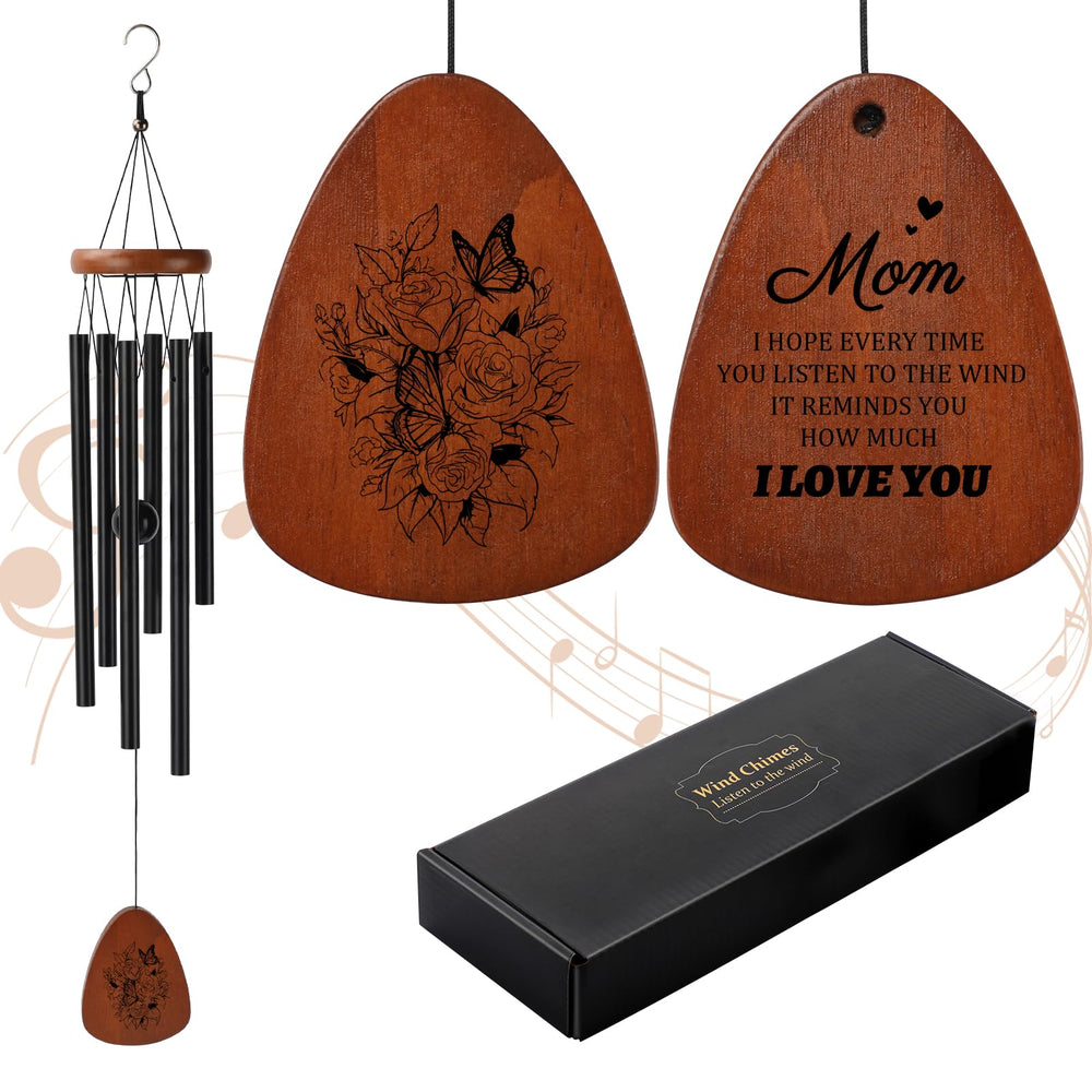 PRSTENLY Mom Wind Chimes brown wooden front view