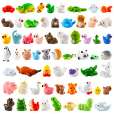 Prudiut 60 Pcs Mini Resin Animal Figures assorted styles
