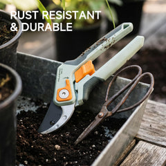 PrunePro pruning shear side view highlighting ergonomic handle