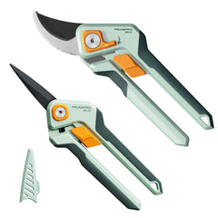 PrunePro pruning shears set with stainless steel blades and green handles