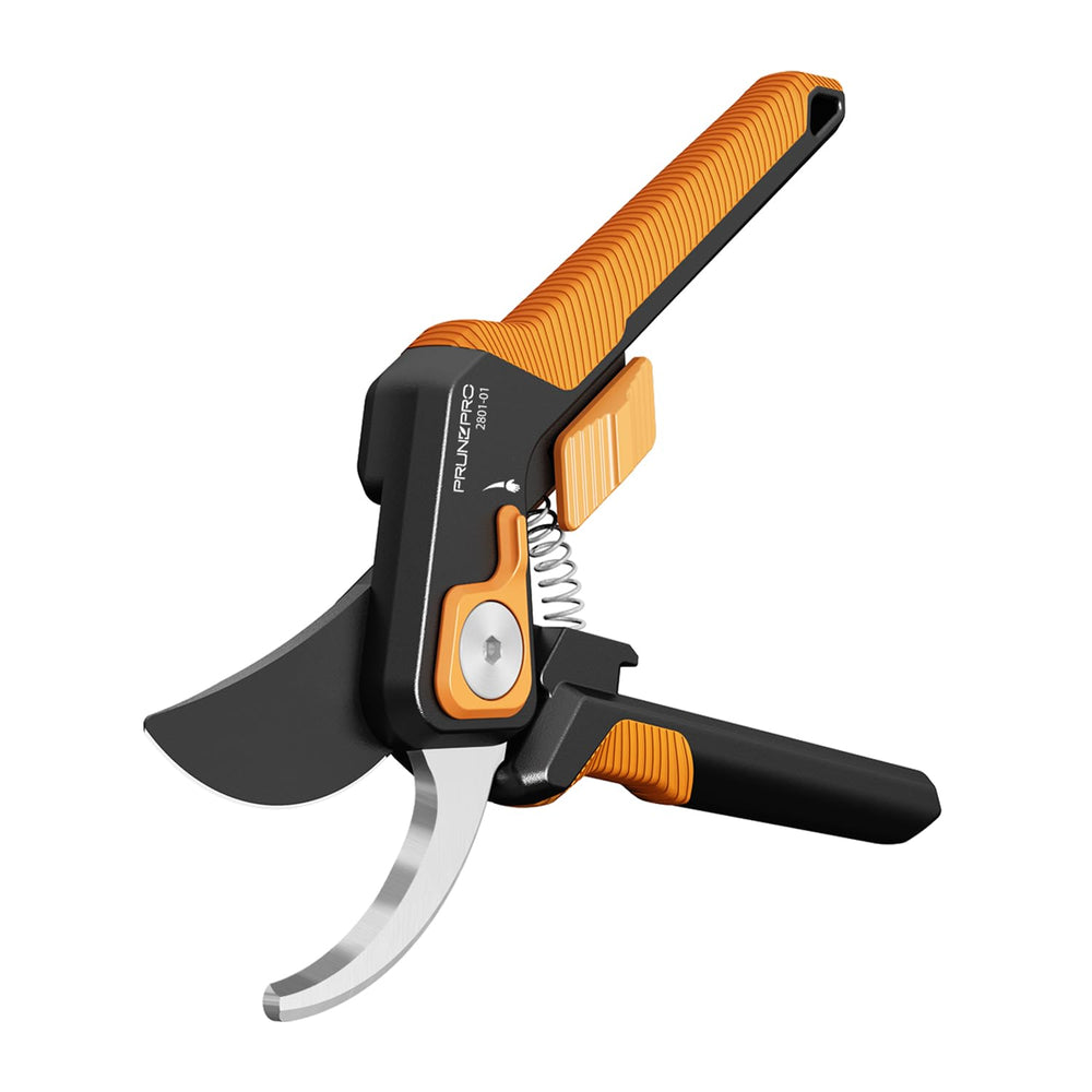 PrunePro pruning shears with stainless steel blades, orange handle