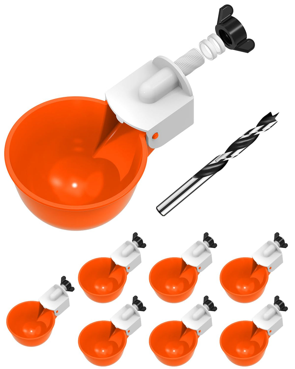 psarnuk Chicken Waterer Cups 8 Pack Orange front view