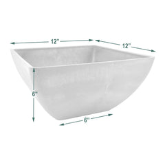PSW Pot Collection 12x6 inch Dark Charcoal Square Planter with flowers