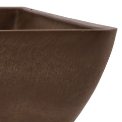PSW Pot Collection 12x6 inch square planter in chocolate, filled with flowers