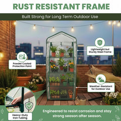 Pure Garden 4-Tier Mini Greenhouse showcasing its shelving