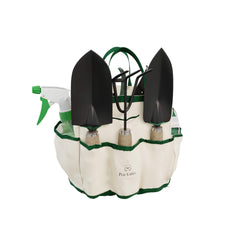 Pure Garden 8-Piece Garden Tool Set with beige canvas tote front view