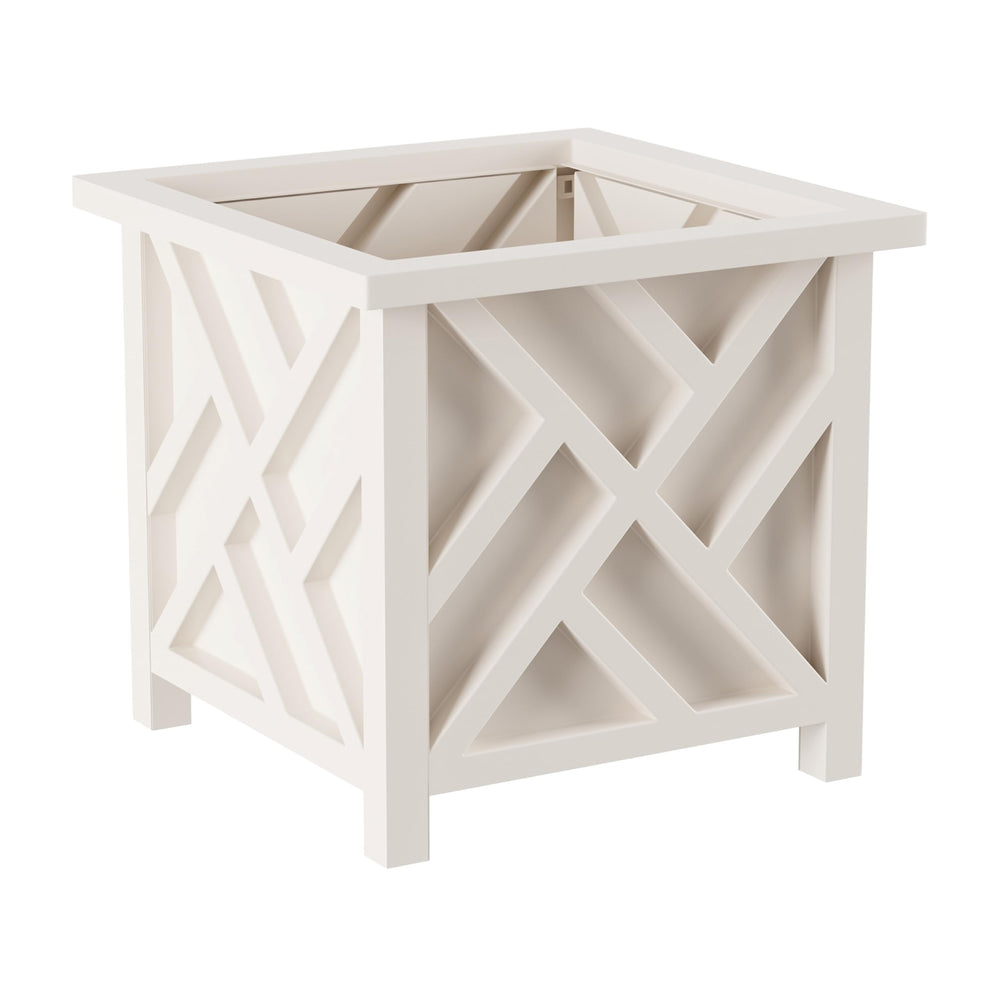 Pure Garden Lattice Design Outdoor Planter Box front view, white