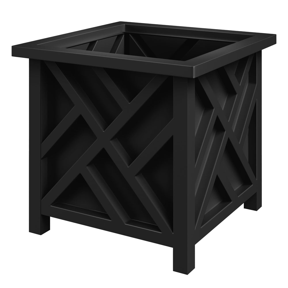 Pure Garden Lattice Design Planter Box front view in black