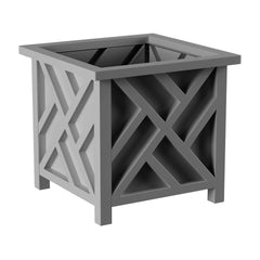 Pure Garden Lattice Outdoor Planter Box, gray, front view