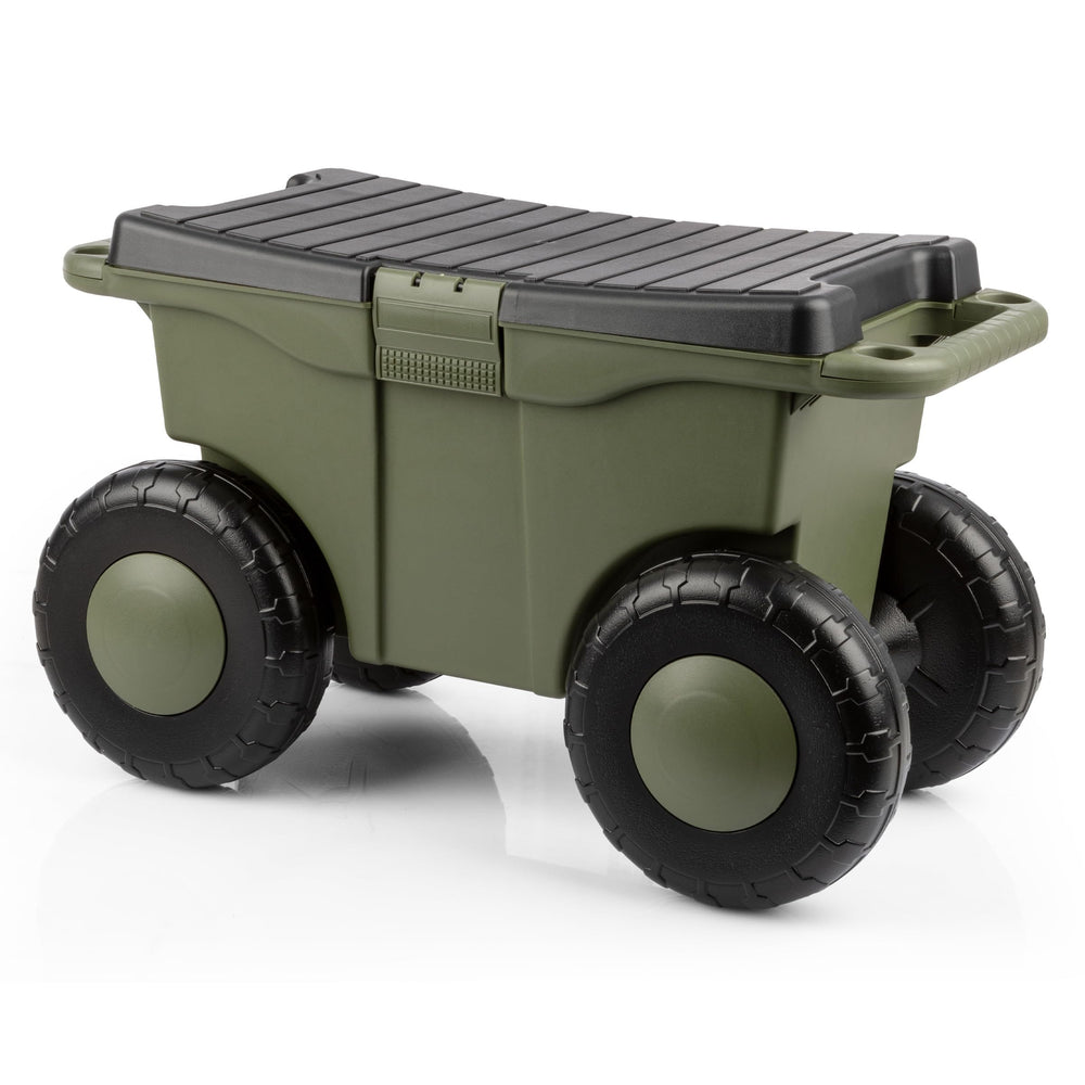 Pure Garden Rolling Garden Cart in green, front view