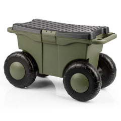 Pure Garden Rolling Garden Cart in green, front view