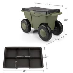 Pure Garden Rolling Garden Cart with removable tool tray