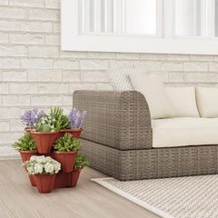 Pure Garden Stacking Planter Tower in a garden setting
