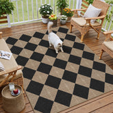 PureCozy 4x6 black checkered area rug front view
