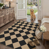 PureCozy 4x6 Black Checkered Area Rug front view