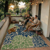 PureCozy 5'x7' blue-green outdoor rug front view