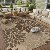 PureCozy 5x7 Brown Outdoor Rug front view
