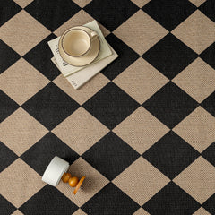 PureCozy black checkered runner rug showing TPE backing