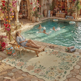 PureCozy Outdoor Patio Rug 5' x 7' with floral pattern front view